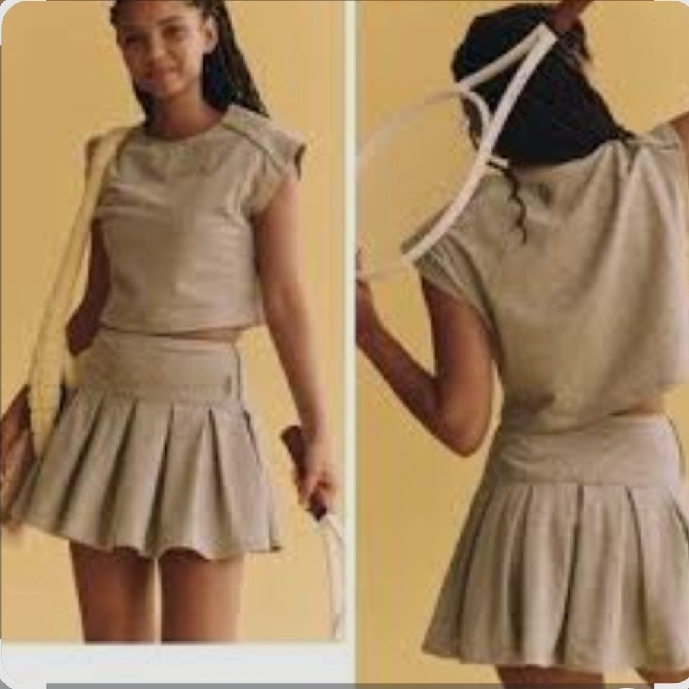 Free People Home Base Gray 2 Piece Set with Green Accents L NWT